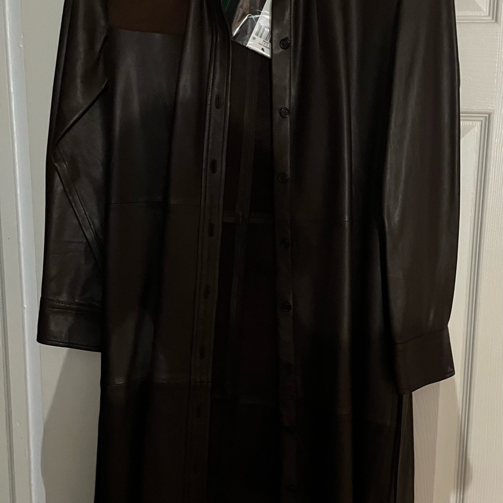 Chocolate Brown All Leather Button-Up DRESS with Matching Belt